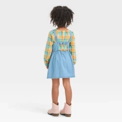 Toddler Girls' Plaid Long Sleeve Top & Denim Skirtall Set - Cat & Jack⢠Blue