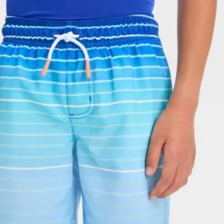 Boys' Ombre Striped Design Swim Shorts - Cat & Jack™ Blue