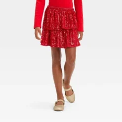 Girls' Tiered Sequin Holiday Skirt - Cat & Jack™ Red -CAT and JACK Store GUEST 4281ded6 f111 45cf bab6 91fe1647bc60