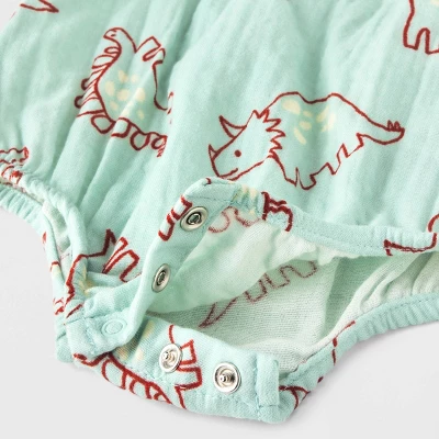 Baby Dino Gauze Tank Henley Romper - Cat & Jack™ Blue 5 Baby Dino Gauze Tank Henley Romper - Cat & Jack™ Blue - Image 3