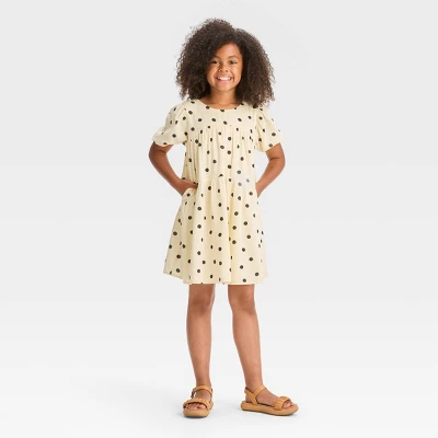 Girls' Short Sleeve Woven Dress - Cat & Jack™ Ivory Dot 4 Girls' Short Sleeve Woven Dress - Cat & Jack™ Ivory Dot - Image 2