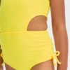 Toddler Girls' Textured Cut Out One Piece Swimsuit - Cat & Jack™ Yellow -CAT and JACK Store GUEST 4502ae88 b131 4a08 b3db 5512d774667c