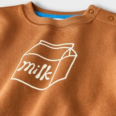 Baby 2pc Cookie Fleece Graphic Top & Bottom Set - Cat & Jack™ Brown 4 Baby 2pc Cookie Fleece Graphic Top & Bottom Set - Cat & Jack™ Brown - Image 2