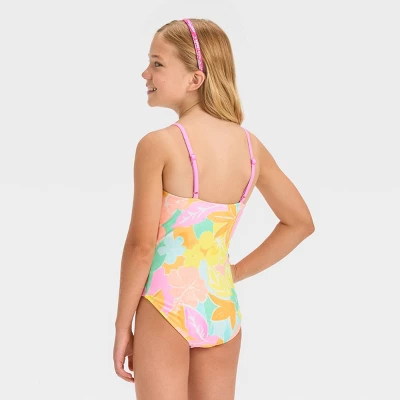 Girls' 'Take Me To Paradise' Floral Printed Rash Guard Set - Cat & Jack™ White 4 Girls' 'Take Me To Paradise' Floral Printed Rash Guard Set - Cat & Jack™ White - Image 2