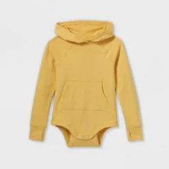 Girls' Adaptive Hooded Adjustable Long Sleeve Bodysuit - Cat & Jack™ Light Mustard Yellow -CAT and JACK Store GUEST 475d5208 1ec9 461d b5a3 e763d65b2c75