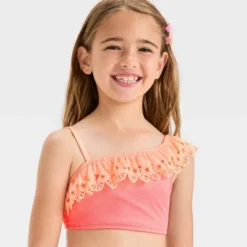Girls' 'Seashells By The Seashore' Solid Bikini Set - Cat & Jack™ Peach Orange