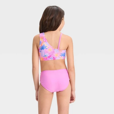 Girls' 'Sketchy Tropical Scenic With Sarong' Bikini Set - Cat & Jack™ Light Pink 4 Girls' 'Sketchy Tropical Scenic With Sarong' Bikini Set - Cat & Jack™ Light Pink - Image 2
