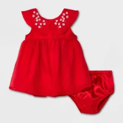 Baby Girls' Organza Embroidered Dress - Cat & Jack™ Red -CAT and JACK Store GUEST 494776c5 c092 4fa0 b7c0 da5ccdf90205