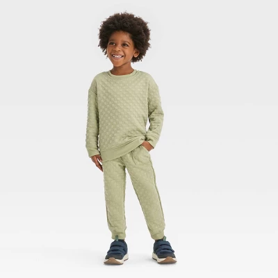 Toddler Boys' Embossed Knit Crew And Jogger Pants Set - Cat & Jack™ Green 5 Toddler Boys' Embossed Knit Crew And Jogger Pants Set - Cat & Jack™ Green - Image 3