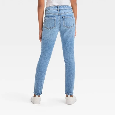 Girls' High-Rise Destructed Super Stretch Skinny Jeans - Cat & Jack™ Light Wash 3 Girls' High-Rise Destructed Super Stretch Skinny Jeans - Cat & Jack™ Light Wash