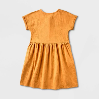 Girls' Adaptive Short Sleeve Knit Dress - Cat & Jack™ Dark Mustard Yellow 3 Girls' Adaptive Short Sleeve Knit Dress - Cat & Jack™ Dark Mustard Yellow