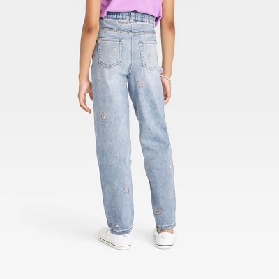 Girls' Floral Embroidered High-Rise Ankle Straight Jeans - Cat & Jack™ 3 Girls' Floral Embroidered High-Rise Ankle Straight Jeans - Cat & Jack™