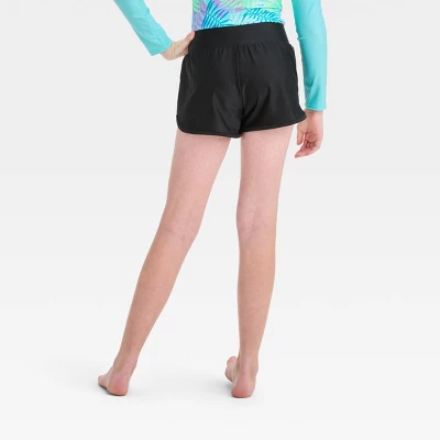 Girls' Solid Swim Cover Up Bottom - Cat & Jack™ 3 Girls' Solid Swim Cover Up Bottom - Cat & Jack™