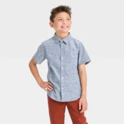 Boys' Short Sleeve Polka Dots Button-Down Shirt - Cat & Jack™ Blue -CAT and JACK Store GUEST 5343f206 fa31 42ee aa01 de8b06f8b82b
