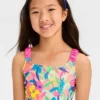 Girls' 'Shore Garden' Floral Printed Midkini Set - Cat & Jack™ Pink