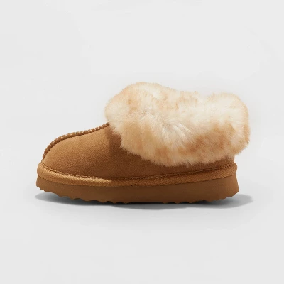 Toddler Callie Faux Fur Cuff Bootie Slippers - Cat & Jack™ 3 Toddler Callie Faux Fur Cuff Bootie Slippers - Cat & Jack™