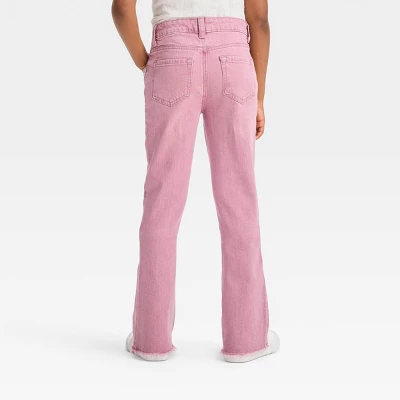 Girls' Button Fly Flare Jeans - Cat & Jack™ Pink 3 Girls' Button Fly Flare Jeans - Cat & Jack™ Pink
