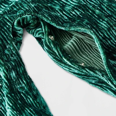 Baby Girls' Crinkle Crushed Velour Romper With Headband - Cat & Jack™ Green 5 Baby Girls' Crinkle Crushed Velour Romper With Headband - Cat & Jack™ Green - Image 3