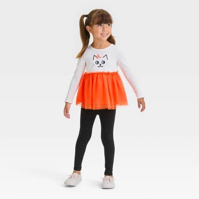 Toddler Girls' Cat Long Sleeve Top & Tulle Set - Cat & Jack™ Cream 4 Toddler Girls' Cat Long Sleeve Top & Tulle Set - Cat & Jack™ Cream - Image 2