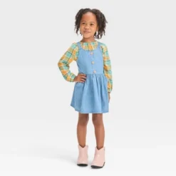 Toddler Girls' Plaid Long Sleeve Top & Denim Skirtall Set - Cat & Jack™ Blue 7 Toddler Girls' Plaid Long Sleeve Top & Denim Skirtall Set - Cat & Jack™ Blue -CAT and JACK Store GUEST 5991171d 4a53 4e09 8a1c 53a3d8ba462f