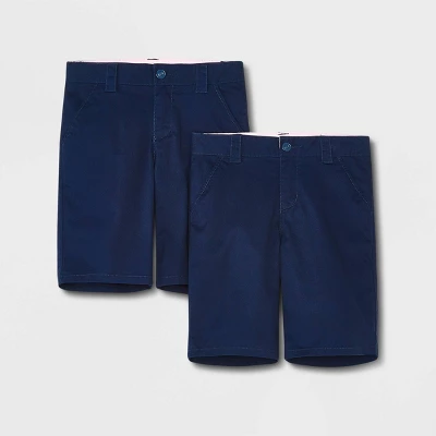 Girls' 2pk Uniform Chino Shorts - Cat & Jack™ Blue 5 Girls' 2pk Uniform Chino Shorts - Cat & Jack™ Blue - Image 3