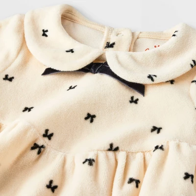 Baby Girls' Bow Printed Velour Romper - Cat & Jack™ 4 Baby Girls' Bow Printed Velour Romper - Cat & Jack™ - Image 2