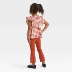 Toddler Girls' Checkered Top & Leggings Set - Cat & Jack™ Brown