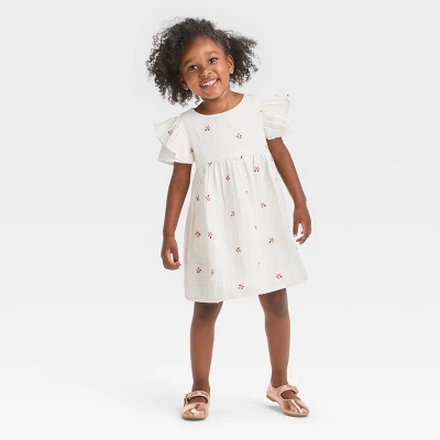 Toddler Girls' Embroidered Dress - Cat & Jack™ Cream 5 Toddler Girls' Embroidered Dress - Cat & Jack™ Cream - Image 3