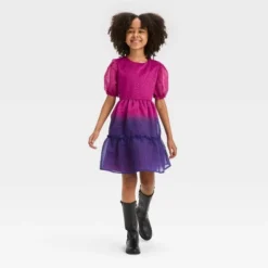 Girls' Short Sleeve Ombre Sparkle Dress - Cat & Jack™ Magenta Pink -CAT and JACK Store GUEST 5d8db83d 7b52 4c33 83e0 e2cc55e46a74