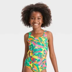 Girls' Paradise Palm Sleeveless One Piece Swimsuit - Cat & Jack™ -CAT and JACK Store GUEST 60ee041f c14a 40fe a1be 80f3fa74c186
