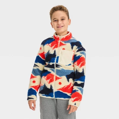 Boys' Faux Shearling Zip-Up Sweatshirt - Cat & Jack™ Off-White 5 Boys' Faux Shearling Zip-Up Sweatshirt - Cat & Jack™ Off-White - Image 3