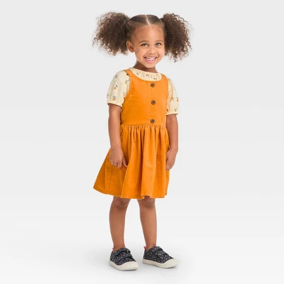 Toddler Girls' Floral Short Sleeve Top & Skirtall Set - Cat & Jack™ Yellow 4 Toddler Girls' Floral Short Sleeve Top & Skirtall Set - Cat & Jack™ Yellow - Image 2