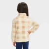 Toddler Girls' Checkered Quarter Zip-Up Jacket - Cat & Jack™ Beige -CAT and JACK Store GUEST 64bd9865 d30f 479e a320 b9135abf2aff