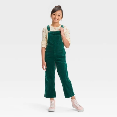 Girls' Corduroy Wide Leg Overalls - Cat & Jack™ Forest Green 4 Girls' Corduroy Wide Leg Overalls - Cat & Jack™ Forest Green - Image 2