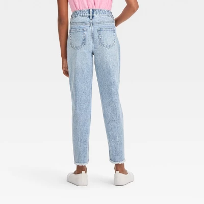 Girls' High-Rise Embroidered Ankle Straight Jeans - Cat & Jack™ Blue 3 Girls' High-Rise Embroidered Ankle Straight Jeans - Cat & Jack™ Blue