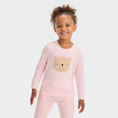 Toddler Girls' Bear Face Pullover Sweater - Cat & Jack™ Pink 5 Toddler Girls' Bear Face Pullover Sweater - Cat & Jack™ Pink - Image 3
