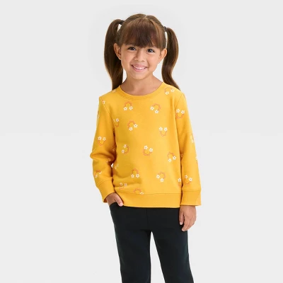 Toddler Girls' 2pk Fleece Pullover Sweatshirt - Cat & Jack™ Heather Gray/Yellow 3 Toddler Girls' 2pk Fleece Pullover Sweatshirt - Cat & Jack™ Heather Gray/Yellow
