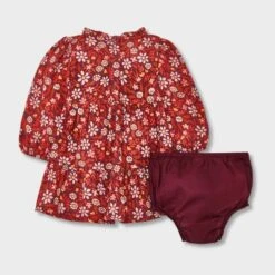 Baby Girls' Floral Twill Dress & Bottom Set - Cat & Jack⢠Burgundy