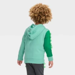 Toddler Boys' Dinosaur Printed French Terry Zip-Up Hoodie Sweatshirt - Cat & Jack⢠Aqua Green