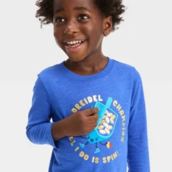 Toddler Boys' 2pc Dreidel Printed Long Sleeve Graphic T-Shirt And Fleece Jogger Pants Set - Cat & Jack™ Blue -CAT and JACK Store GUEST 74241add cd2d 448f ab44 e2bce944764c