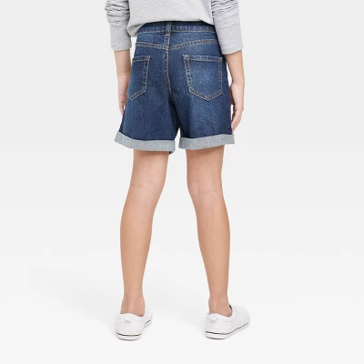 Girls' Embroidered Midi Jean Shorts - Cat & Jack™ Dark Wash 3 Girls' Embroidered Midi Jean Shorts - Cat & Jack™ Dark Wash