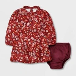 Baby Girls' Floral Twill Dress & Bottom Set - Cat & Jack™ Burgundy 9 Baby Girls' Floral Twill Dress & Bottom Set - Cat & Jack™ Burgundy -CAT and JACK Store GUEST 778921d7 11f2 4da1 8661 19be2027c84a