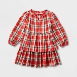 Toddler Girls' Adaptive Abdominal Access Long Sleeve Plaid Tiered Woven Dress - Cat & Jack™ Red -CAT and JACK Store GUEST 78c69ad3 c8bb 45fc 84a6 66f3d5a9d9c1
