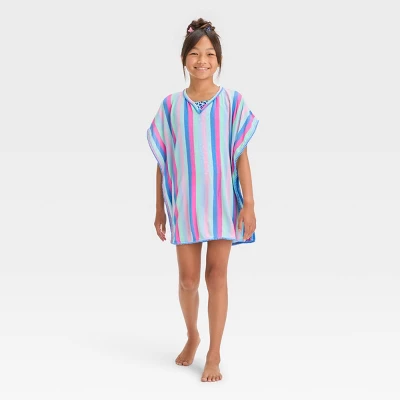 Girls' Striped Cover Up Top - Cat & Jack™ Blue 4 Girls' Striped Cover Up Top - Cat & Jack™ Blue - Image 2