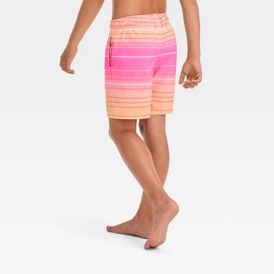 Boys' Striped Swim Shorts - Cat & Jack™ Orange 4 Boys' Striped Swim Shorts - Cat & Jack™ Orange - Image 2