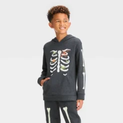 Boys' Skeleton Glow In The Dark Halloween Pullover Sweatshirt - Cat & Jack™ -CAT and JACK Store GUEST 7b1ec697 e6b9 4766 972b fc19e1dd34cd