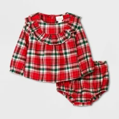 Baby Girls' Holiday Plaid Ruffle Top & Bottom Set - Cat & Jack™ Red -CAT and JACK Store GUEST 7b4719ac 79e0 4551 8a86 789f180bab30
