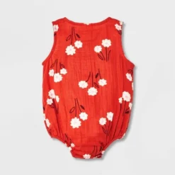 Baby Floral Gauze Tank Henley Romper - Cat & Jack⢠Red