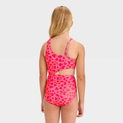 Girls' Leopard Spot Printed One Piece Swimsuit Set - Cat & Jack™ Pink 4 Girls' Leopard Spot Printed One Piece Swimsuit Set - Cat & Jack™ Pink - Image 2