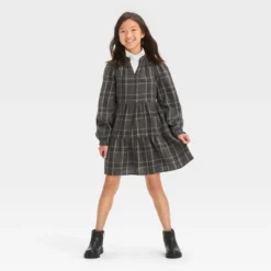 Girls' Long Sleeve Plaid Tiered Woven Dress - Cat & Jack™ -CAT and JACK Store GUEST 7d874e25 0b25 45e1 83db 1019bc5db6fe